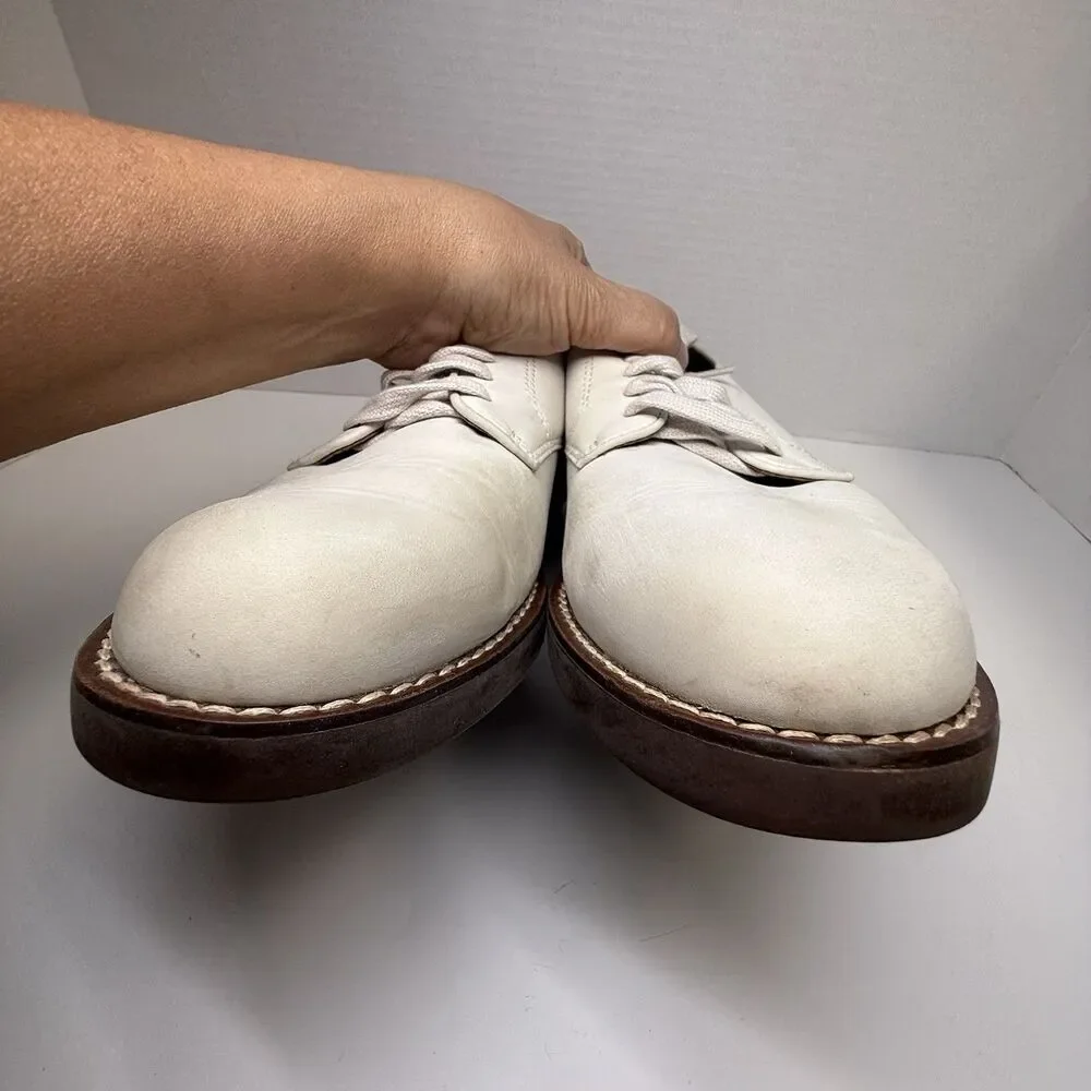 G.H. Bass & Co Men’s Churchill White Newbuck Leather Oxford Shoes Sz 9 1/2